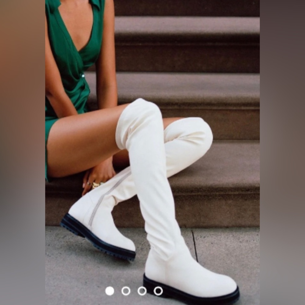 Urban Outfitters Thigh High White Boots- size 8